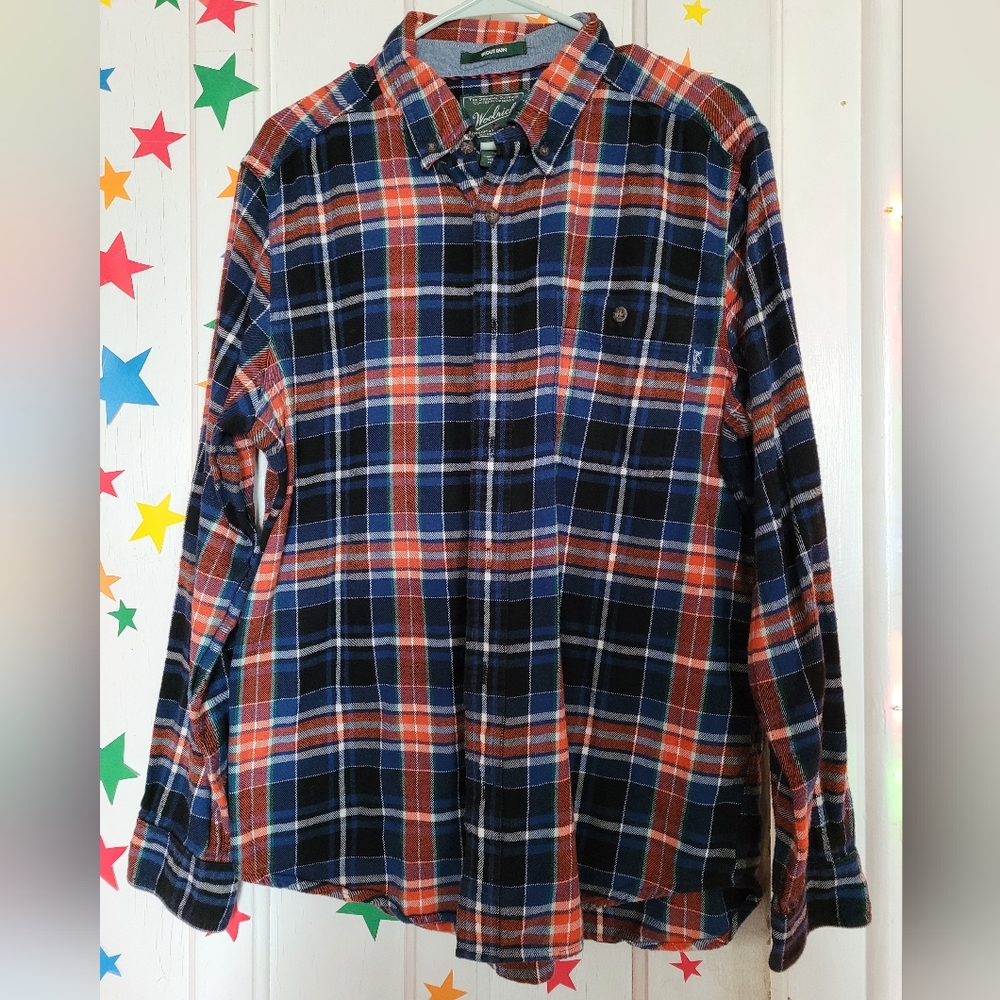 Woolrich Men's Blue And Orange Large Flannel